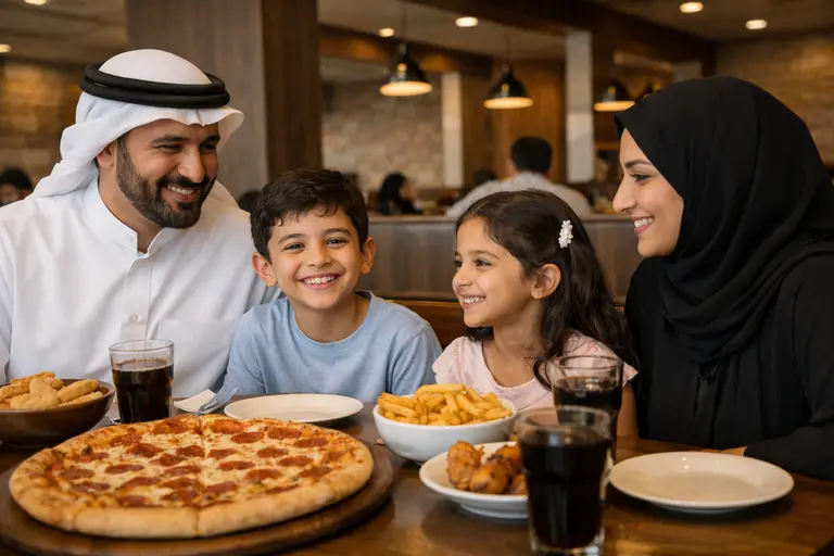 عائلة تتناول البيتزا في مطعم بيتزا هت المدينة المنورة 2026