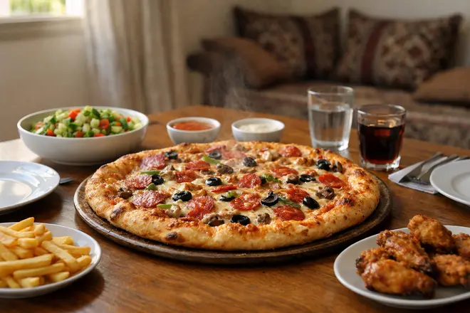 بيتزا هت الطائف – بيتزا ساخنة طازجة على طاولة عائلية مع أجواء منزلية في الطائف